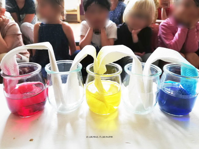 Activité avec des verres en couleurs